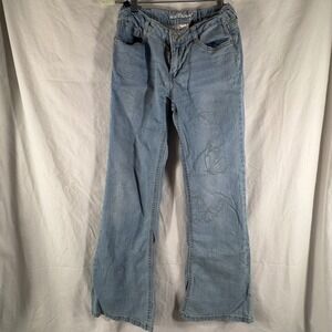 Wallflower Girl Butterfly Print Light Wash Bootcut Jeans Girl Size 10 Adjustable
